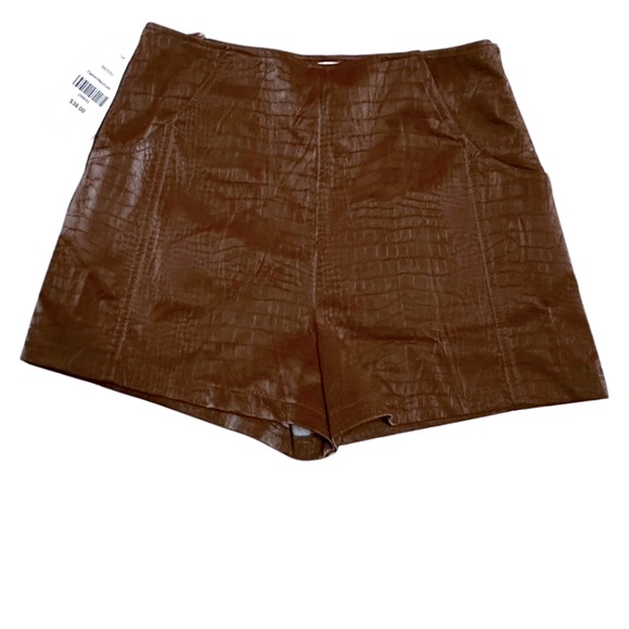 She + Sky Brown Faux Alligator Leather High-Waisted Shorts - Picture 6 of 6